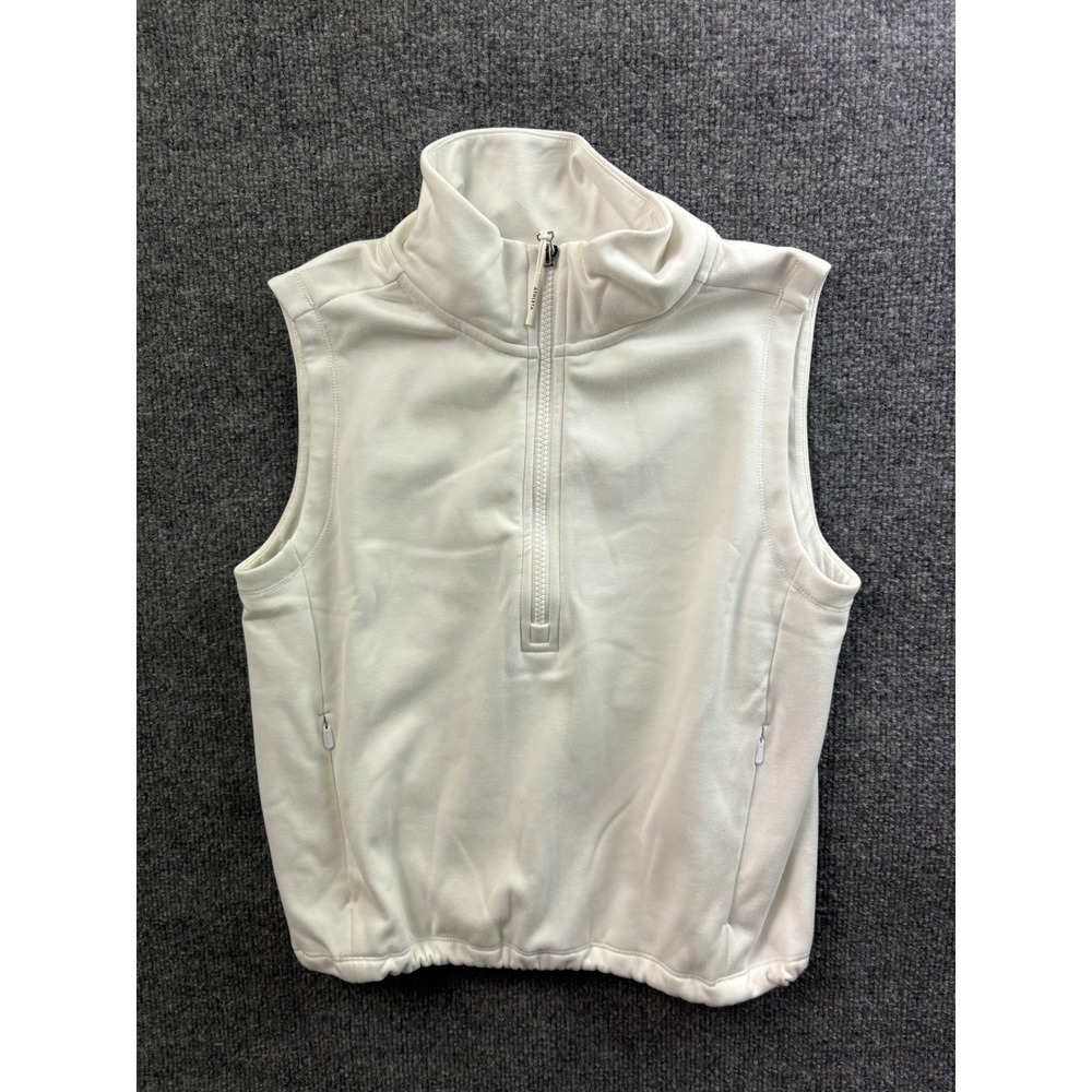 Athleta 1/4 Zip Fleece Vest Womens XS White Mock Neck Bungee Hem Activewear